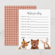 Woodland Animals Önskemål för Baby Card