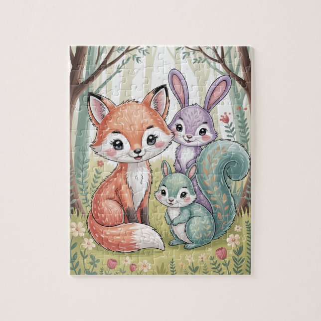Woodland animals puzzle pussel (Vertikal)