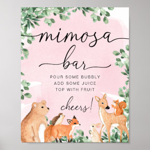 Woodland Animals Rosa Baby Shower Mimosa Pub Sign Poster