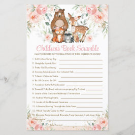 Woodland Animals Rosa Blommigt Barns Bok-spel