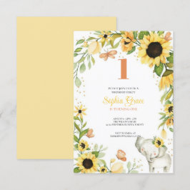 Woodland Animals Rubor Floral primer cumpleaños Inbjudningar