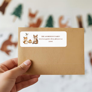 Woodland Animals Rustic Forest Party Returadress Etikett