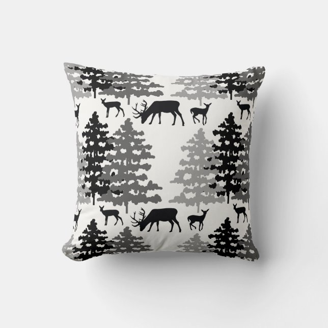 Woodland Animals Rustic Hjort Antlers Winter Fores Kudde (Front)