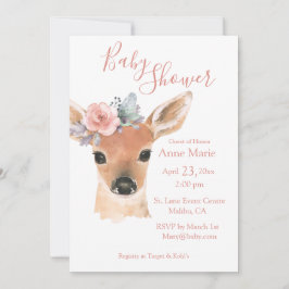 Woodland Animals Rustic Hjort Watercolor Baby Inbjudningar