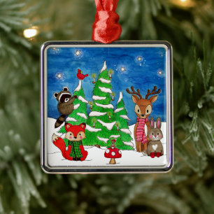 Woodland Animals Silent Night Julgransprydnad Metall