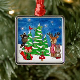 Woodland Animals Silent Night Julgransprydnad Metall