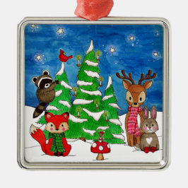 Woodland Animals Silent Night Julgransprydnad Metall