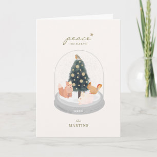 Woodland Animals Snö Globe White Photo jul Kort