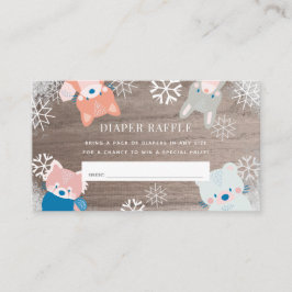 Woodland Animals Snö Rosa Diaper Raffle Biljett Tilläggskort