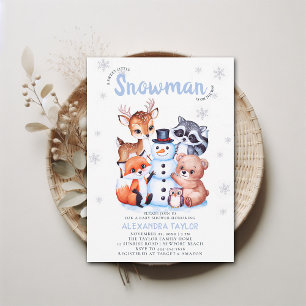 Woodland Animals Snögubbe Winter Boy Shower Inbjudningar