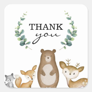 Woodland Animals Tack Stickers Fyrkantigt Klistermärke