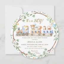 Woodland Animals Tåg Greenery Baby Shower  