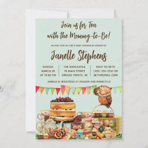 Woodland Animals Tea Party Baby Shower Inbjudningar
