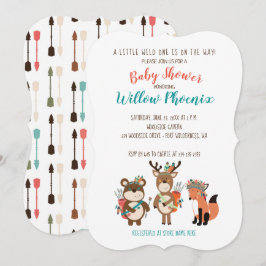 Woodland Animals Tribal Boho Baby Shower Inbjudan