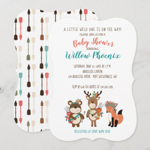 Woodland Animals Tribal Boho Baby Shower Inbjudan