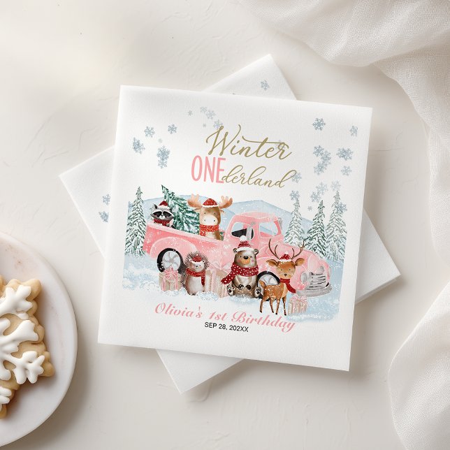 Woodland Animals Truck ONEderland 1st Birthday Pappersservett (Skapare uppladdad)