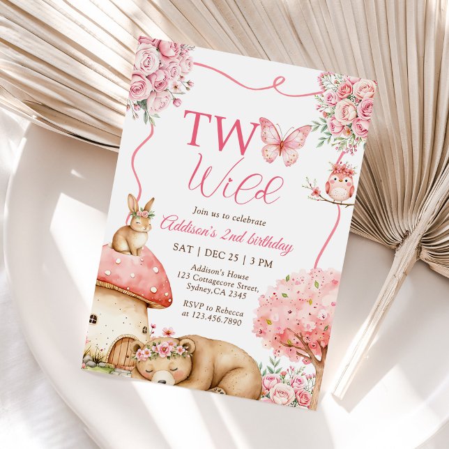 Woodland Animals Two Wild 2nd Birthday Inbjudningar (Skapare uppladdad)