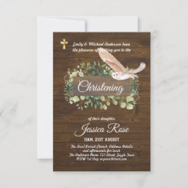 Woodland Animals Uggla Christening Inbjudan Baptis