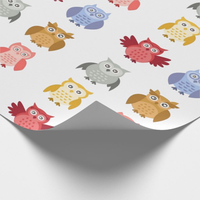 Woodland Animals Uggla Cute Modern Presentpapper (Hörn)