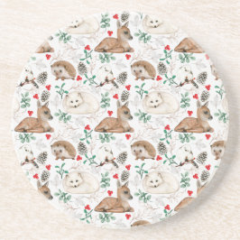 Woodland Animals, Vit jul mönster Underlägg