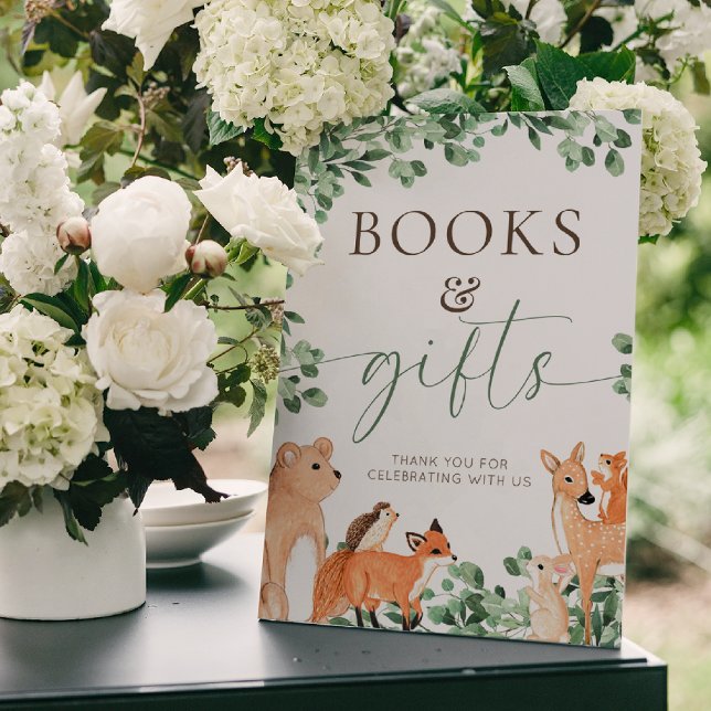 Woodland Animals White Bokar and Gifts Sign Poster (Skapare uppladdad)