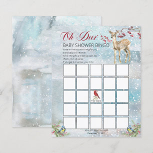 Woodland Animals Winter Boy Shower Bingo Card