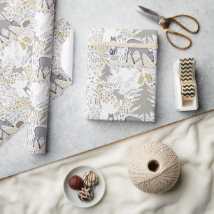 Woodland Animals Winter Skogen Presentpapper