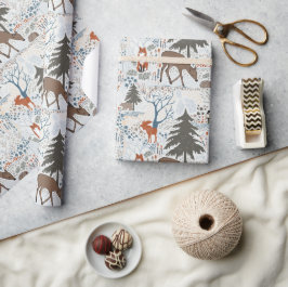 Woodland Animals Winter Skogen Presentpapper