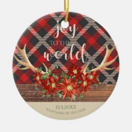 Woodland Antlers Poinsettias och Red Play Julgransprydnad Keramik
