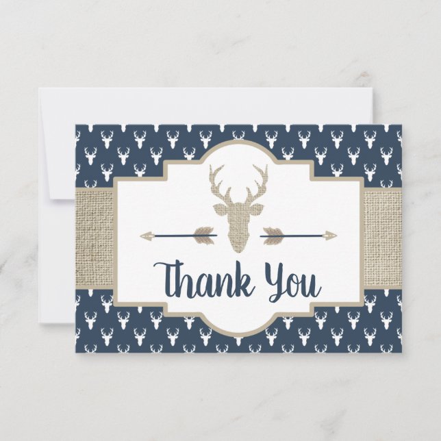 Woodland Antlers, tack, ditt kort, Burlap Tack Kort (Framsida)