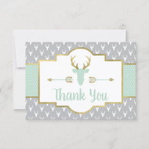 Woodland Antlers, tack, Mint, Grått Tack Kort