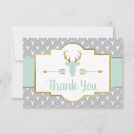 Woodland Antlers, tack, Mint, Grått Tack Kort