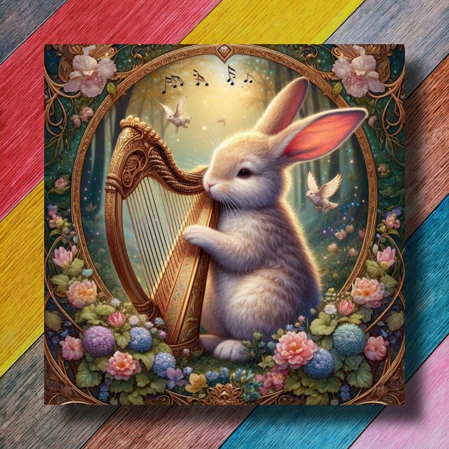 Woodland Art nouveau Blommigt Bunny Påsk Julkort (Skapare uppladdad)