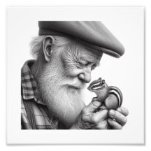 Woodland Assions Old Man med Chipmunk Wall Art