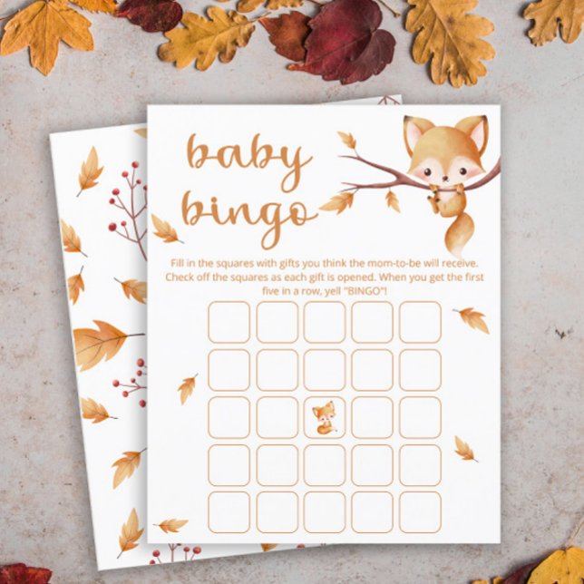 Woodland Autumn Baby Fox baby bingo-spel (Skapare uppladdad)
