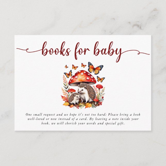 Woodland Autumn Hedgehog Baby Shower Bokar Tilläggskort (Framsida)