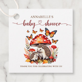 Woodland Autumn Hedgehog Baby Shower Gåvor Etiketter
