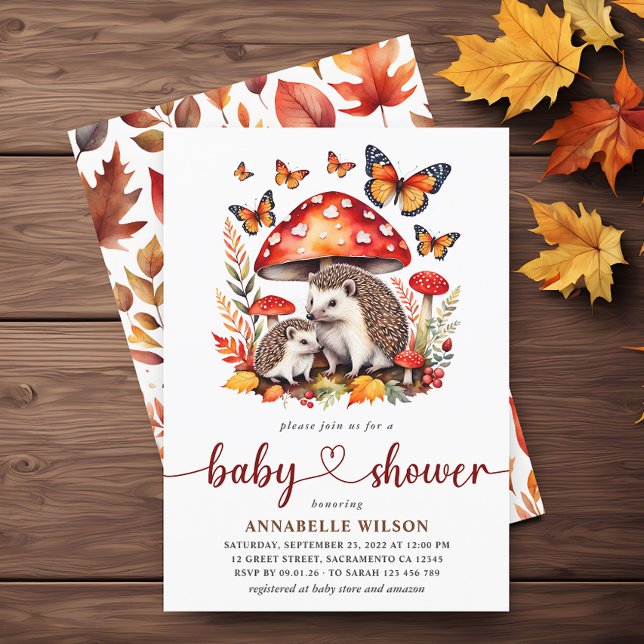 Woodland Autumn Hedgehog Baby Shower Inbjudningar (Skapare uppladdad)