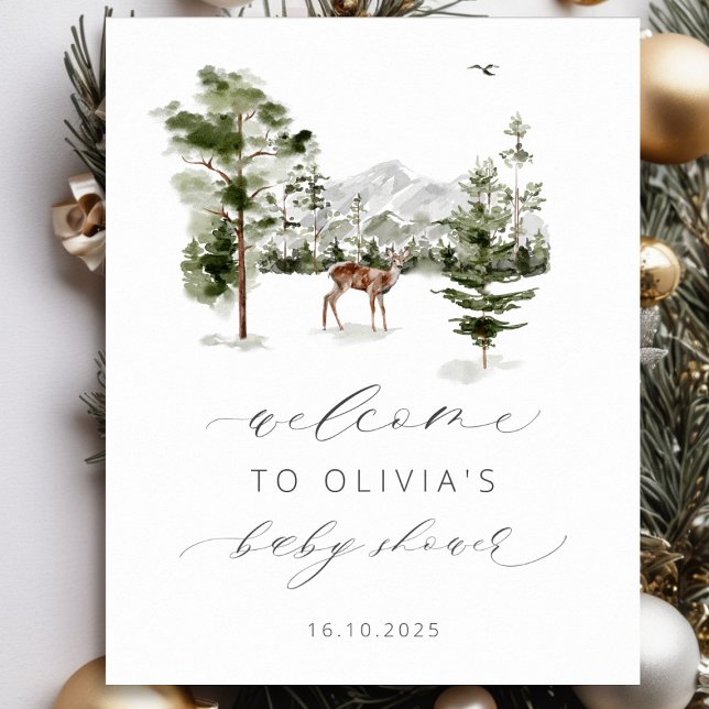 Woodland Äventyr Awaits Baby Shower Välkommen Poster (Skapare uppladdad)