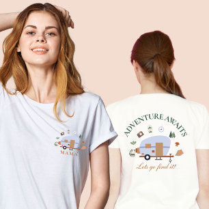 Woodland Äventyr Awaits Camping Mamma T Shirt