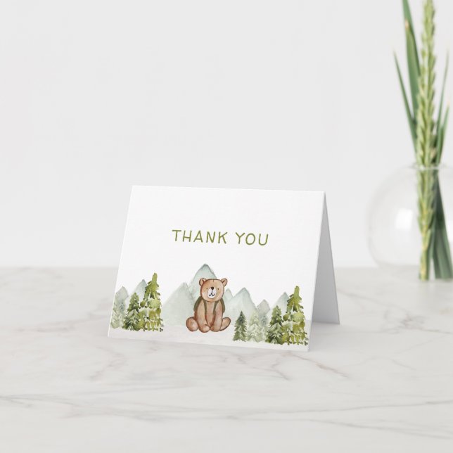 Woodland Äventyr Baby Shower Tack du Cards (Framsida)