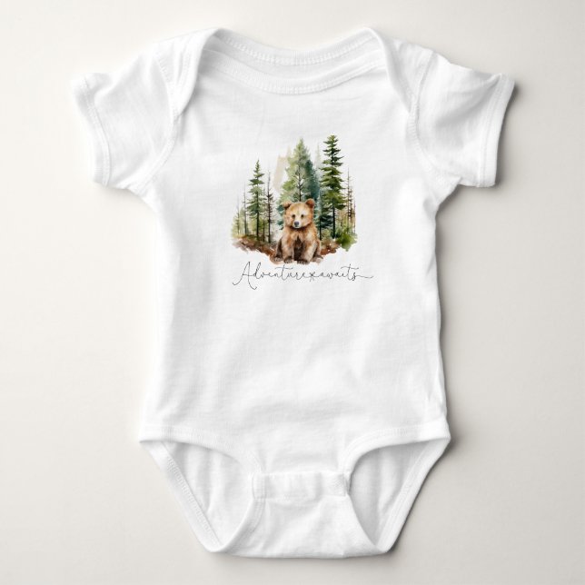 Woodland äventyr väntar på babyduschgåva t shirt (Framsida)
