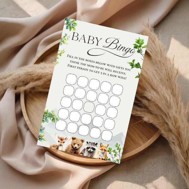 Woodland Baby Bingo Shower Game Card Forest Animal (Skapare uppladdad)