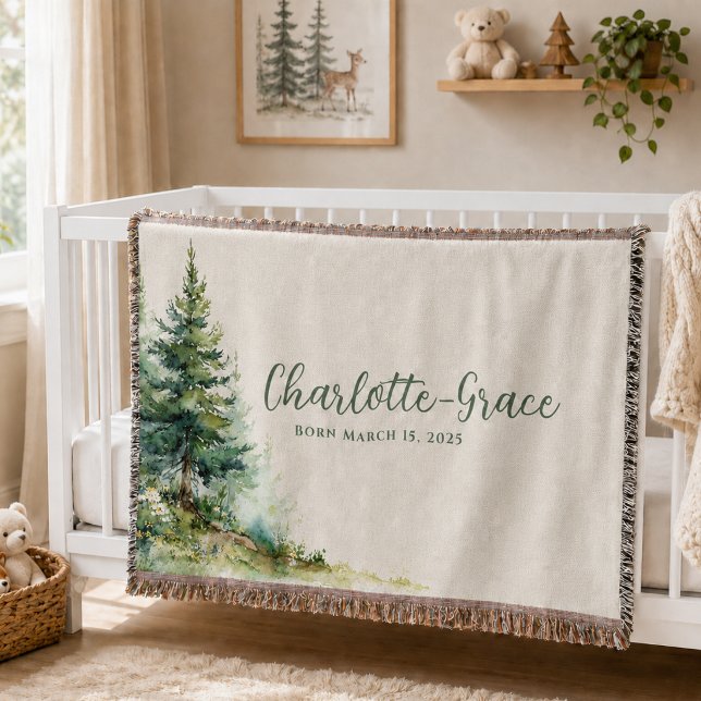 Woodland Baby Blanket • Neutral Beige Forest Filt (Woodland Baby Blanket  Neutral Beige Forest)