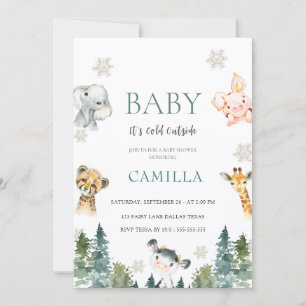 Woodland Baby Det är Kall utanför babyskabinka Inbjudningar
