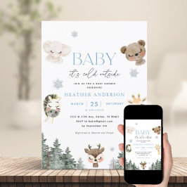 Woodland Baby Det är Kall utanför pojkbabyskabruk Inbjudningar