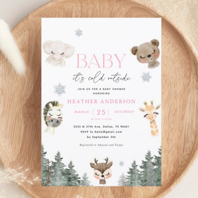 Woodland Baby Det är Kallet utanför Flickans babys Inbjudningar (Skapare uppladdad)