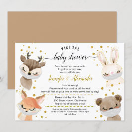 Woodland Baby djur Baby Shower per mail Inbjudningar