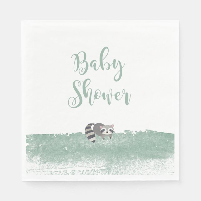 Woodland Baby djur Greenery Baby Shower Napkins Pappersservett (Framsidan)