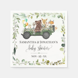 Woodland Baby djur Greenery Forest Baby Shower Pappersservett